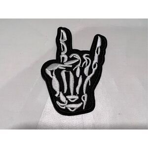 Skelton Hand Showing Horns Iron on Patch